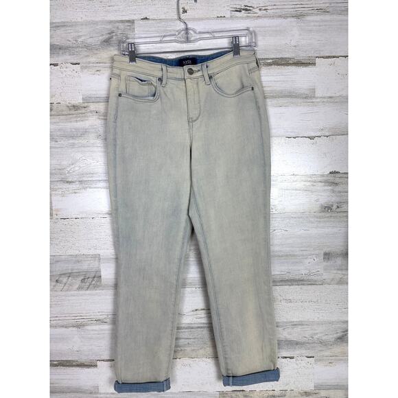 NYDJ Women’s 4 Dayla Wide Roll Cuff Capri Jeans Light Wash Blue Denim High Waist - Picture 1 of 4